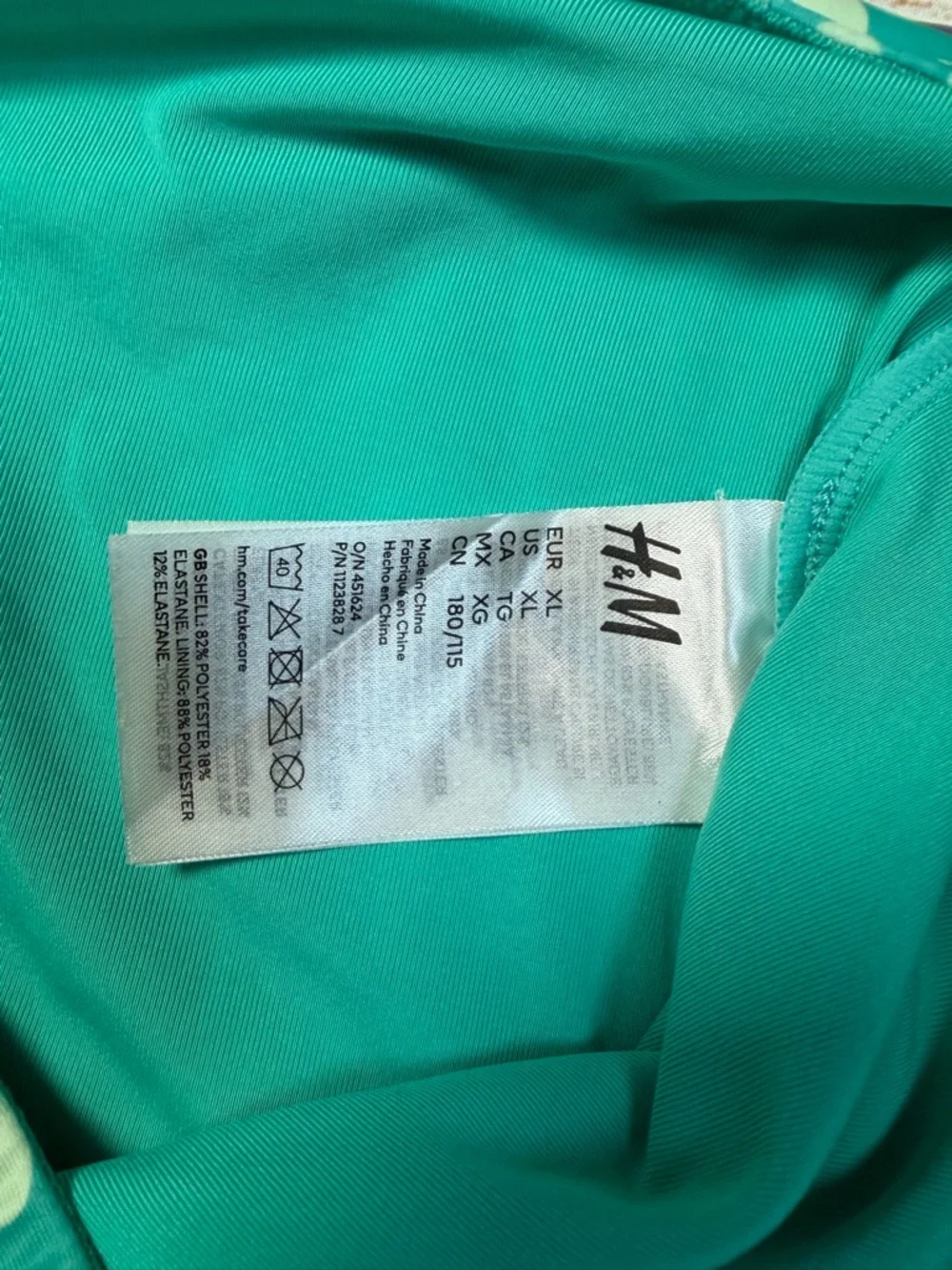 H&M Teal Micro Floral One-Piece Cutout Strapless Swimsuit and‎ Swim Skirt